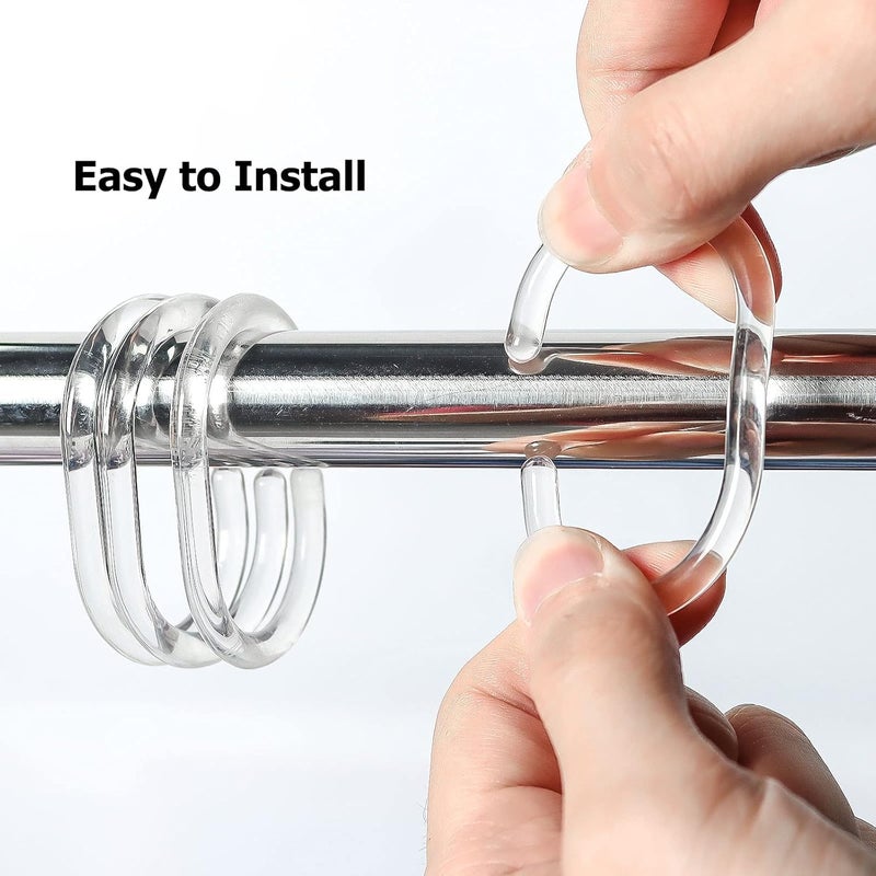 Ulable Premium Plastic Shower Curtain Rings Shower Curtain Hooks Gliding on Standard Shower Rods Easy Snap Closure (C Shape,Clear,24Pcs) - Image 4